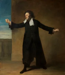 Charles Macklin como Shylock em "O Mercador de Veneza", de Shakespeare, Covent Garden, c.1768